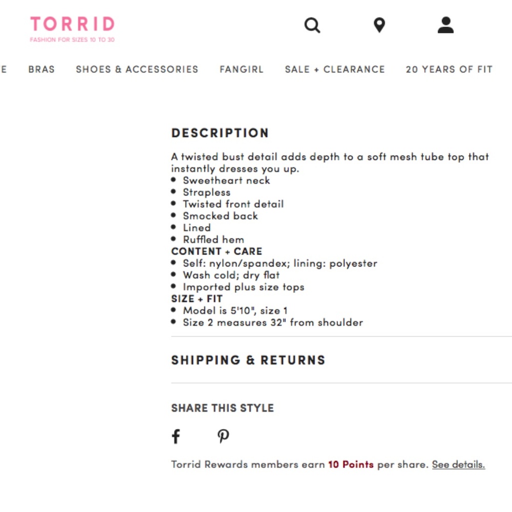 Torrid Blue Floral Twist Front Strapless Top - Picture 4 of 9